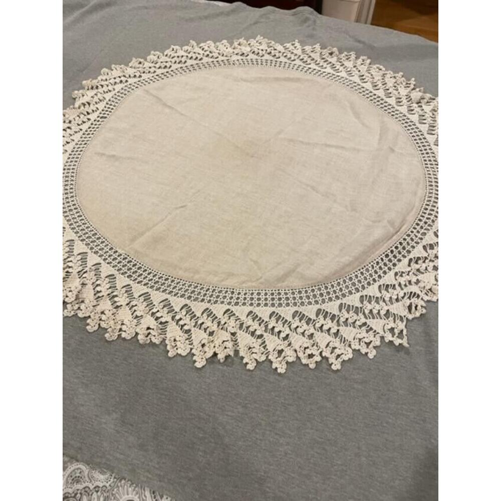 Large Vintage Crochet Round Table Cover 27 inches
